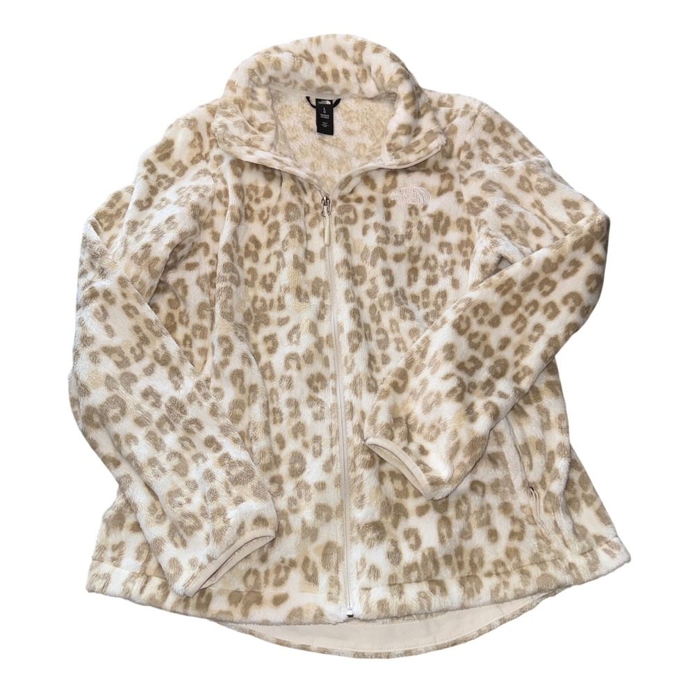 The North Face Jacket Large Tan Leopard Osito Full Zip Fleece Animal Print